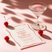 レトロなピンクとオレンジのストライプの結婚式 招待状