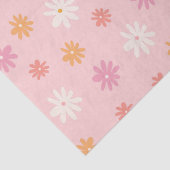 レトロなピンクとオレンジのデイジー フラワー 薄葉紙 (詳細)