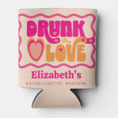 レトロなピンクとオレンジの桃色の「ラブ酔い」独身最後の週末パーティー 缶クーラー (正面)