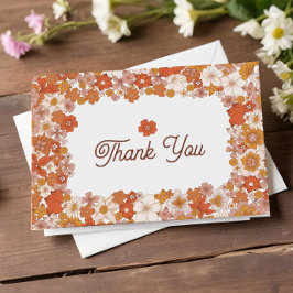 レトロなピンクとオレンジの花嫁のシャワーパーティー サンキューカード