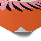 レトロなピンクとオレンジの虎のイラスト ポスター (角)