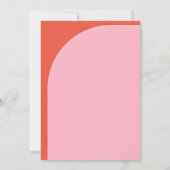 **レトロなピンクとオレンジの鮮やかな色のウェディング** セーブザデート (裏面)