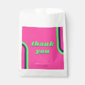 レトロなピンクとグリーンのエンゲージメントのお礼ウェディング フェイバーバッグ (正面)