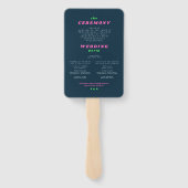 レトロなピンクとターコイズのヒッピーがテーマのウェディングプログラム ハンドファン (裏面)