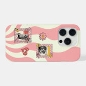レトロなピンクとノスタルジックな猫フレーム iPhoneケース (裏面横)