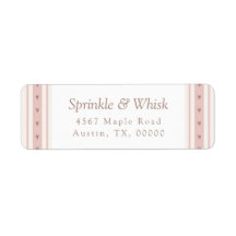 レトロなピンクとブラウンのハートストライプ ベーカリー