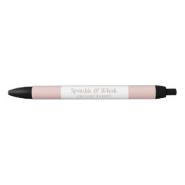 レトロなピンクとブラウンのハートストライプ ベーカリー 黒ボールペン