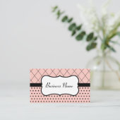 レトロなピンクとブラックの名刺 名刺 (スタンド正面)