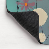 レトロなピンクと白の花 マウスパッド (コーナー)