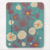 レトロなピンクと白の花 マウスパッド (正面)