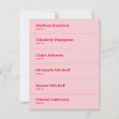 レトロなピンクと赤のウェディングプレイスカードDIY 招待状 (正面)