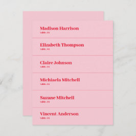 レトロなピンクと赤のウェディングプレイスカードDIY 招待状