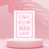 レトロなピンクと赤のタイポグラフィスクリプトシンプルウェディング 招待状