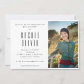 レトロなピンクと赤のチェッカーボード フォト バット ミッツヴァ 招待状 (正面)