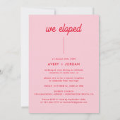 レトロなピンクと赤の私たちだけの結婚式　結婚式の受付 招待状 (裏面)