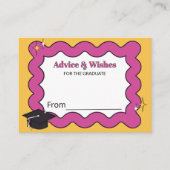レトロなピンクのアドバイス＆ウィッシュ卒業カード エンクロージャーカード (正面)