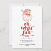 レトロなピンクのサンタ なんて楽しいの ベイビーシャワー 招待状 (正面)
