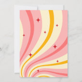 レトロなピンクのサンburst 赤い星のアーチ誕生日パーティー 招待状 (裏面)