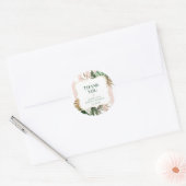 レトロなピンクのストライプのトロピカル ブライダル シャワー ラウンドシール (封筒)