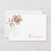 レトロなピンクの感謝の気持ちを伝える花のメモカード サンキューカード (正面)