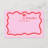 レトロなピンクの曲線的なアドバイス卒業メッセージ エンクロージャーカード (正面)