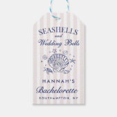 レトロなピンクの貝殻とウェディングベル バチェロレッテ ギフトタグ (正面)