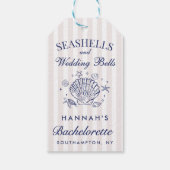 レトロなピンクの貝殻とウェディングベル バチェロレッテ ギフトタグ (裏面)
