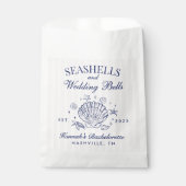 レトロなピンクの貝殻とウェディングベル バチェロレッテ フェイバーバッグ (正面)