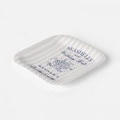 レトロなピンクの貝殻とウェディングベル バチェロレッテ ペーパープレート (傾斜あり)