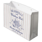 レトロなピンクの貝殻とウェディングベル バチェロレッテ ラージペーパーバッグ (裏面アングル)