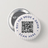 レトロなピンクの貝殻とウェディングベル バチェロレッテ 缶バッジ (正面&裏面)