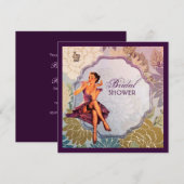 レトロなピンナップガール ハウスワイフ ヴィンテージ ブライダルシャワー 招待状 (正面/裏面)