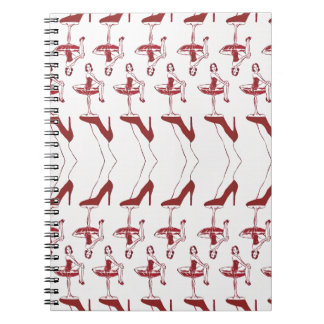 レトロなピンナップスタイルのカクテルグラス 水彩ノートブック ノートブック