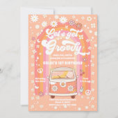 レトロなファンキーな1歳の誕生日パーティーの招待状 招待状 (正面)