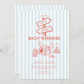 レトロなファンシーキャンピング独身最後の週末 招待状 (正面/裏面)