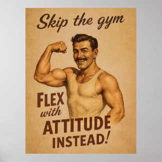 レトロなフィットネスのユーモアが楽しめるビンテージ風ポスター | Skip the Gym Vint ポスター