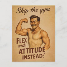 レトロなフィットネスのユーモアが楽しめるビンテージ風ポスター | Skip the Gym Vint