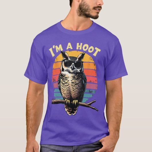 レトロなフクロウの鳥の皮肉な言葉 Tシャツ (正面)