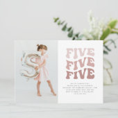 レトロなフラワーピンクの風景写真招待状 招待状 (スタンド正面)