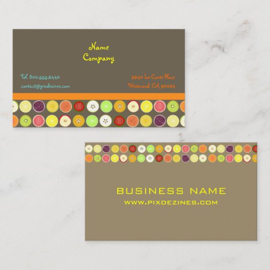 レトロなフルーツジュース ～ アッシュブラウンの背景 名刺 (正面/裏面)