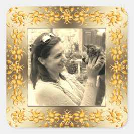 レトロなフローラバロック様式の黄金のフレーム。 スクエアシール