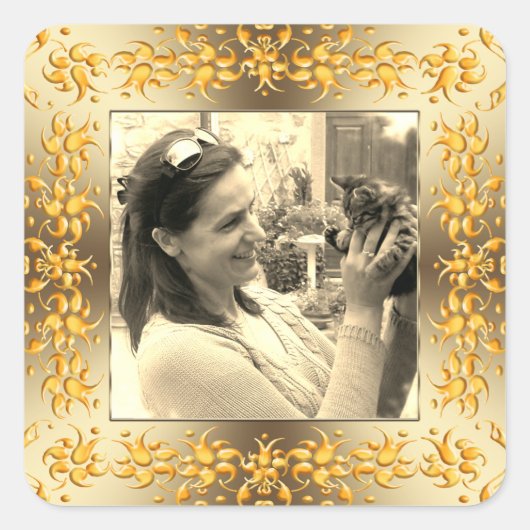 レトロなフローラバロック様式の黄金のフレーム。 スクエアシール (正面)