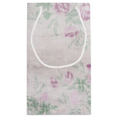 レトロなフローラ背景のワイングラス スモールペーパーバッグ (裏面)