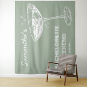 レトロなブライズメイドパーティーの背景 グリーン カクテル タペストリー (インサイチュ)