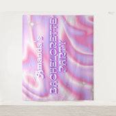 レトロなブライズメイドパーティーの背景 グルーヴィーピンク タペストリー (正面)