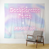 レトロなブライズメイドパーティーの背景 グルーヴィーピンク タペストリー (インサイチュ(横))