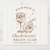 レトロなブラウン＆イエローのストライプのバチュロレッテスパークリング スパークリングワインラベル (シングルラベル)