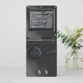 レトロなブラック携帯ゲーム機の結婚式招待状 招待状