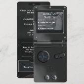 レトロなブラック携帯ゲーム機の結婚式招待状 招待状 (正面/裏面)