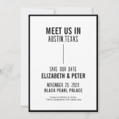 レトロなブラック&ホワイトのQRコード ウェディングウェブサイト セーブザデート (裏面)